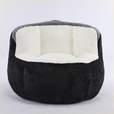 Multicolor Faux Fur Oversized 2-Seat Bean Bag Sofa, Pre-Filled No-Assembly Lounger for Indoor Living Room Relaxation