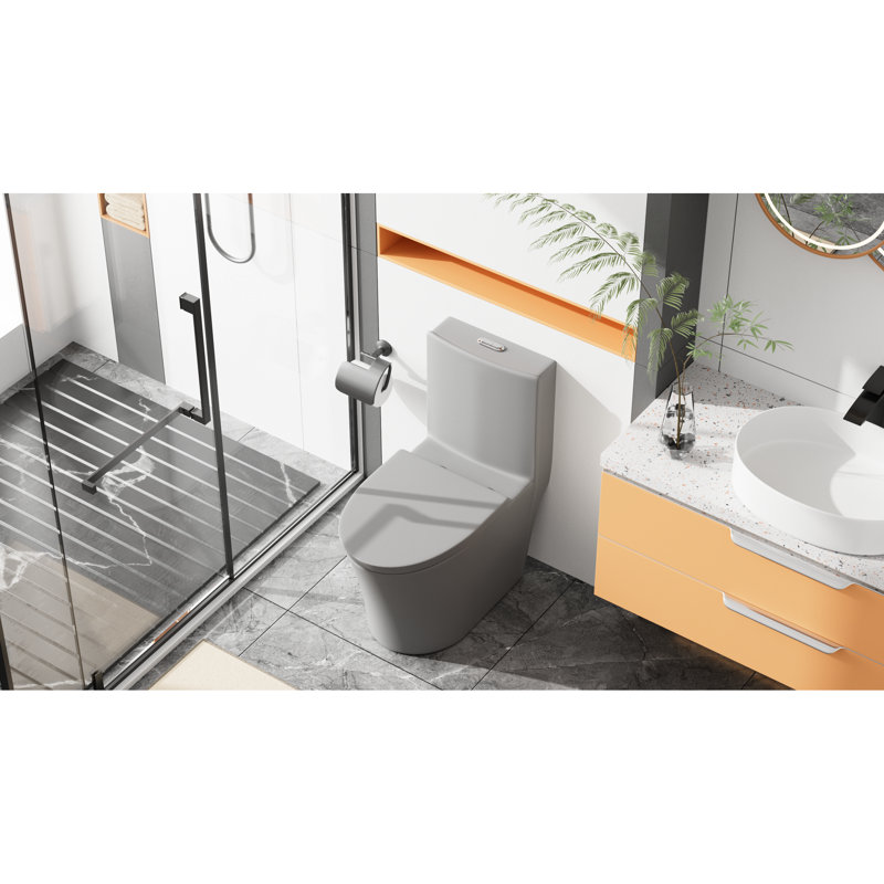 Dual Flush Grey Toilet - 1.1/1.6 , 1000G Map Score, Comfort Seat, Concealed Modern With Silent Flushing, Uf Heavy Duty 360 Degree Flushing