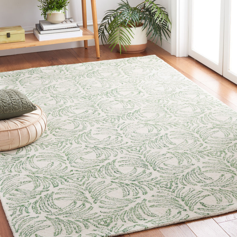 Jalayiah Hand Tufted Performance Floral Rug, Rectangle 4' x 6'