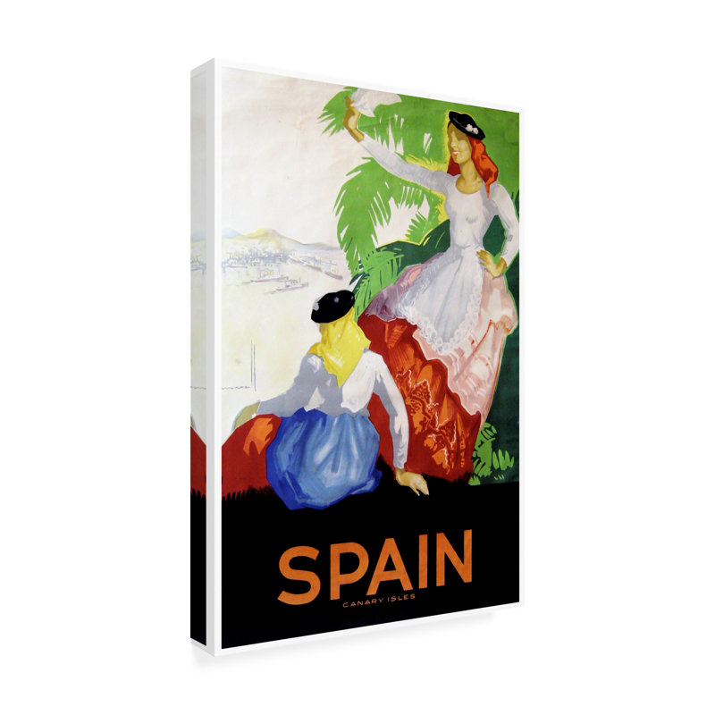 Espagne Canari sur toile, H 19 po x l 12 po x P 2 po