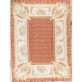 Hand-Knotted High-Quality Red and Ivory Area Rug