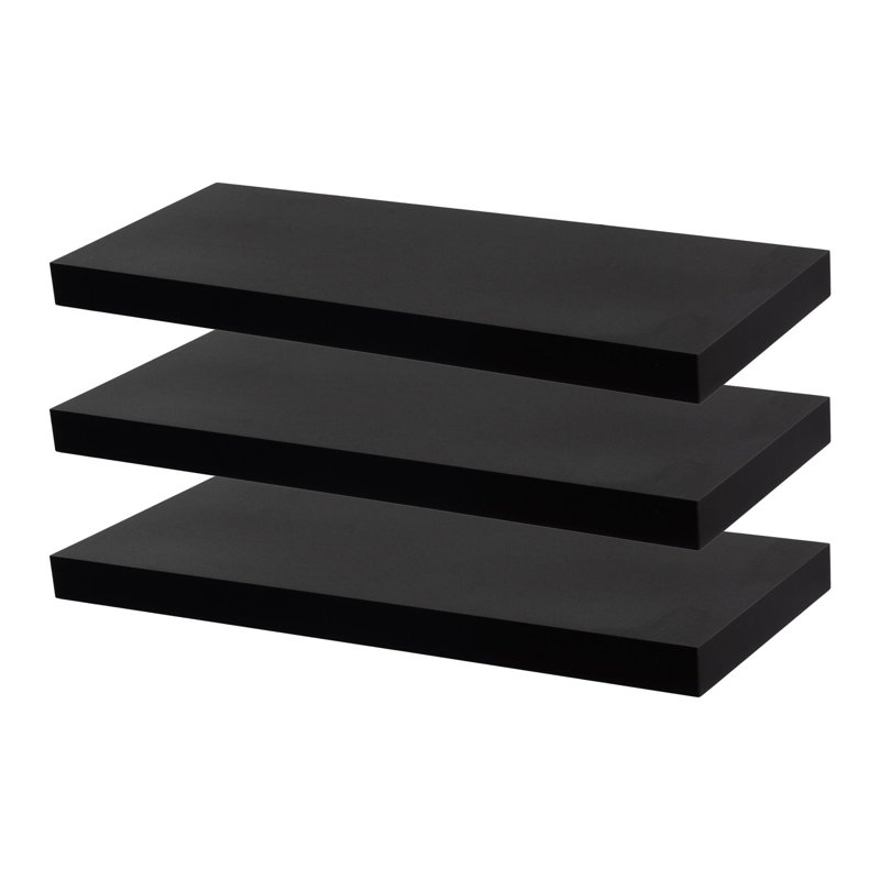 Harbour Housewares - Modern Floating Wall Shelves, 4cm H x 60cm W x 23.5cm D, Black