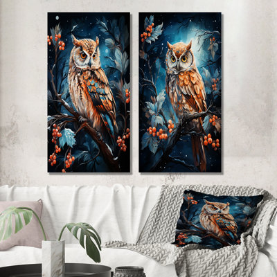 Starry Night Owl Guardian I - ensemble d'art mural en métal 3 hiboux