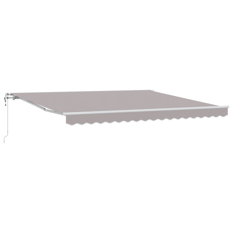 Brayden Studio Retractable Patio Awning, 400 cm W x 350 cm D, Light Grey