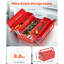 Boîte à outils pliante en porte-à-faux à 2 niveaux et 3 plateaux avec poignées confort rouges 14 po | Vaste espace pour l'organisation des outils Trou de verrouillage Protection des articles Conception à couvercle rabattable lisse Rangement de véhicule adapté Double maximum