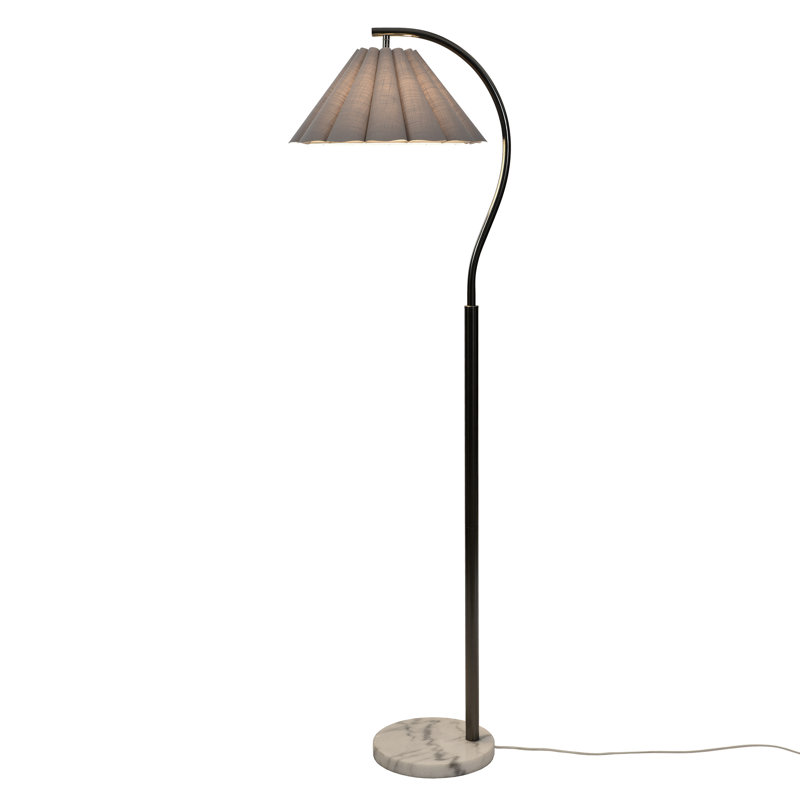 Lampe sur pied Tamara Day for Stylecraft Penelope , Nickel noir / abat-jour gris
