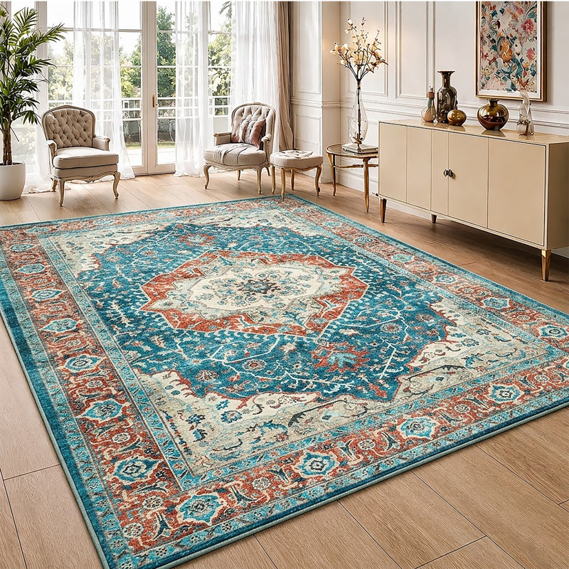 Traditional Gabbeh Cashmere-Feel Area Rug & Runner, Non-Slip Washable Living Room Carpet, Rectangle 160 x 230 cm