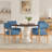 Modern Wooden Blended Linen Blue Dining Chair-202347696