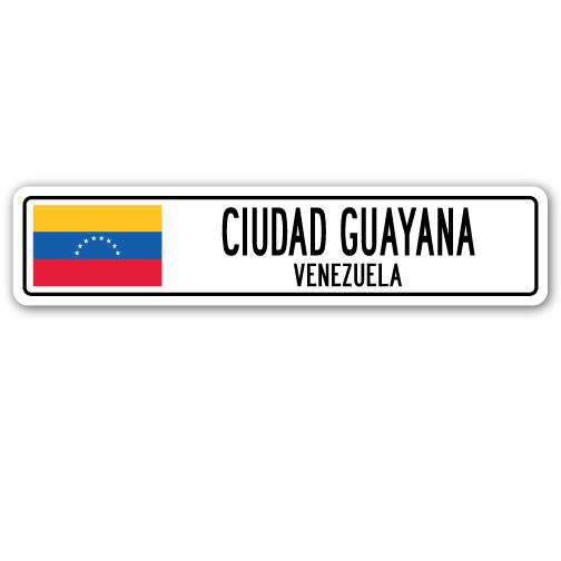 Plaque de rue en aluminium Abrahamson Ciudad Guayana, drapeau du Vénézuéla, H 8 po x l 36 po x P 1 po