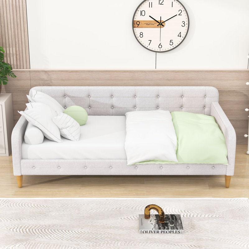 Upholstered Daybed with Versatile Design, Twin, Beige