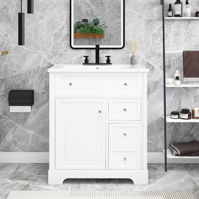 Meuble-lavabo simple 30 po avec comptoir en céramique