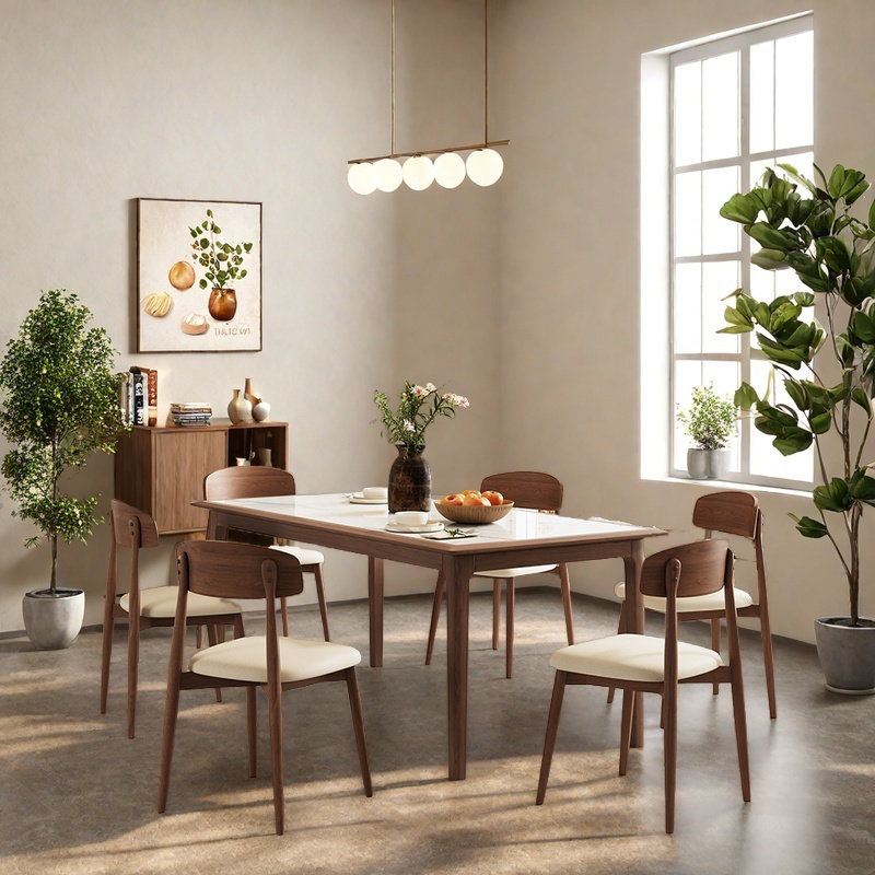 Ensemble de table de salle à manger en bois massif., H 29,53 po x L 70,87 po x l 35,43 po