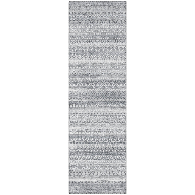 Premium Machine Washable Mayfield AMF2101 Striped Rug, 2'3" x 7'6" Runner, Aloe