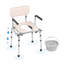 Chaise Commode, commode de chevet avec siège rembourré, accoudoirs rabattables, hauteur réglable à 7 niveaux