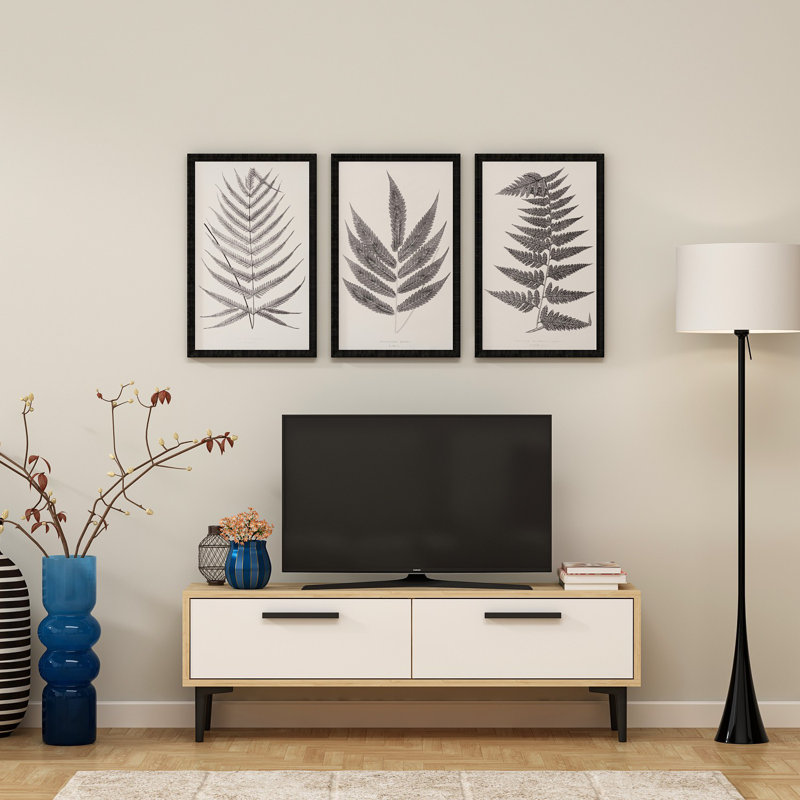 Crissangel Unfinished TV Stand for TVs up to 50", Sapphire Oak/White