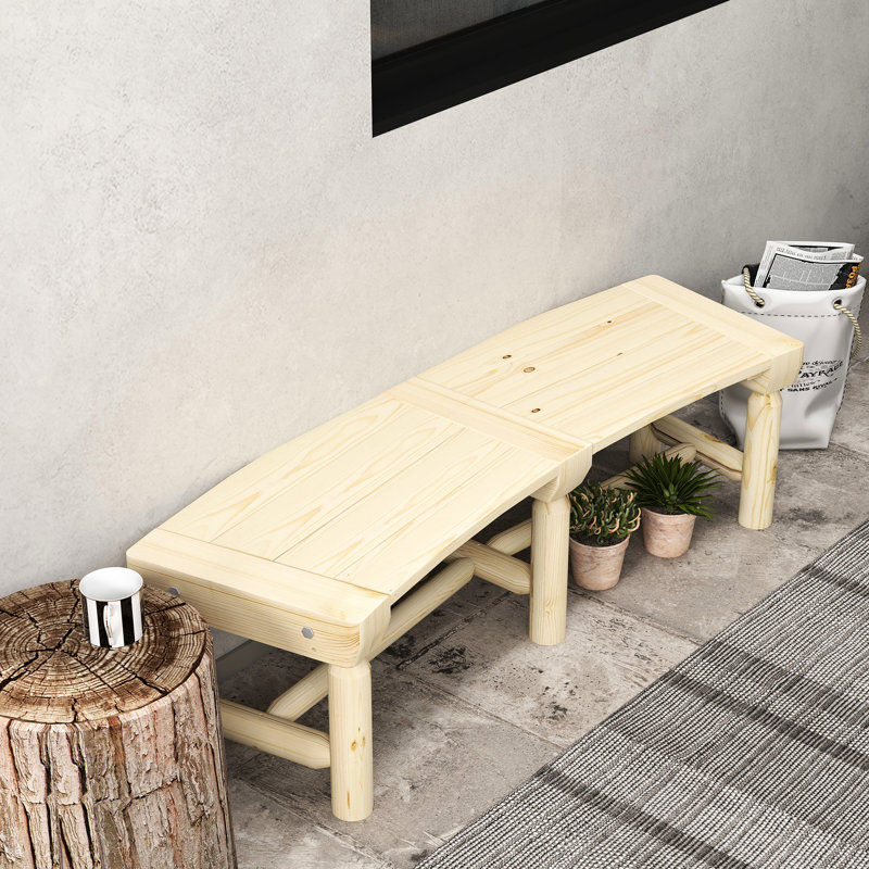 Chaise de patio semi-circulaire - en bois, naturel pour terrasse, cour, banc de terrasse en bois