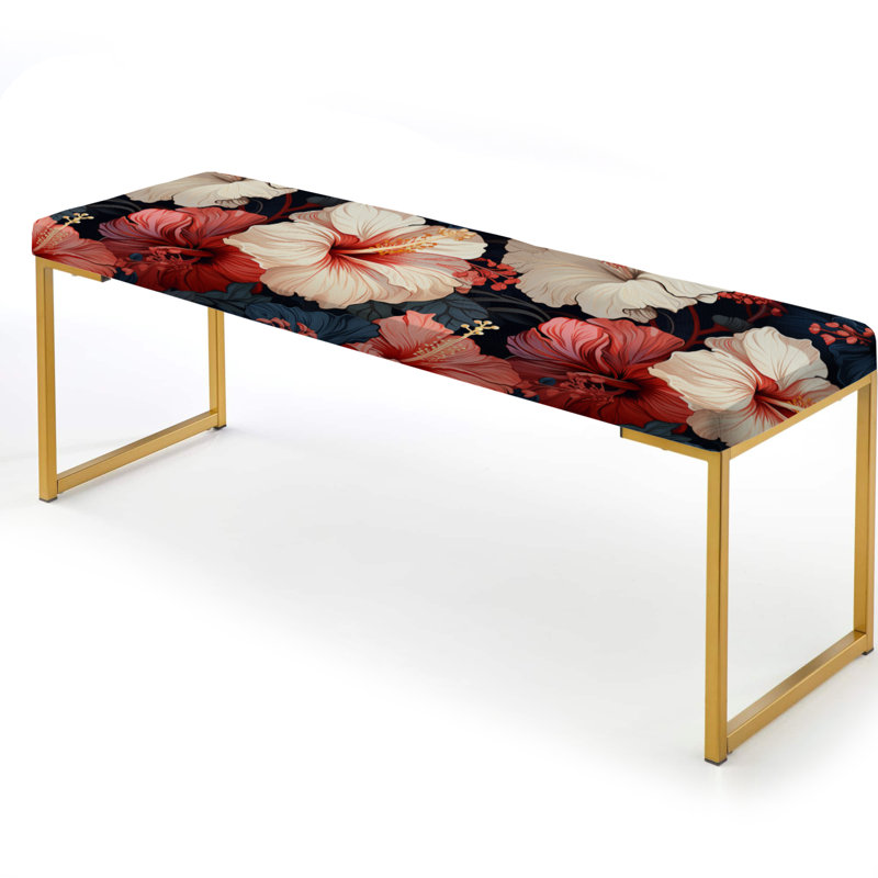 Hibiscus Twilight Ii - motif tropical - banc rembourré doré