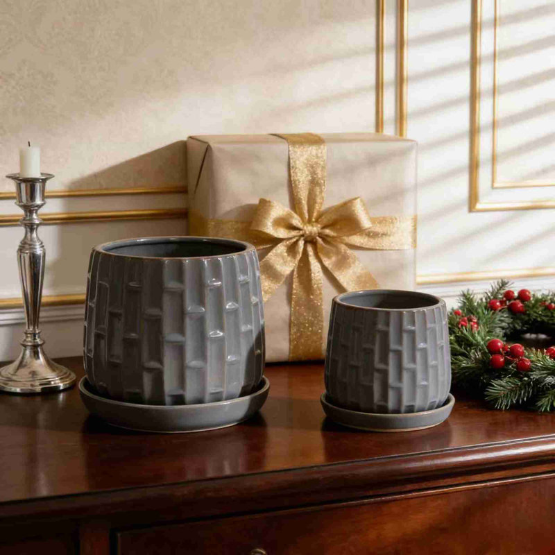 High quality ceramic flowerpot, Antique Gray