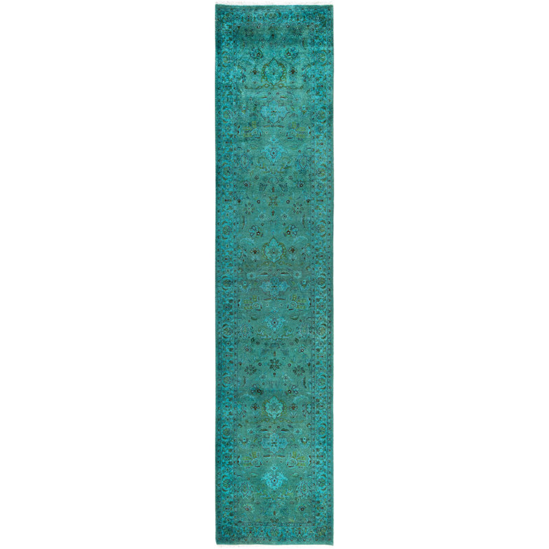 Overdyed One-of-a-Kind 2' 7" X 12' 2" Hand Knotted Area Rug