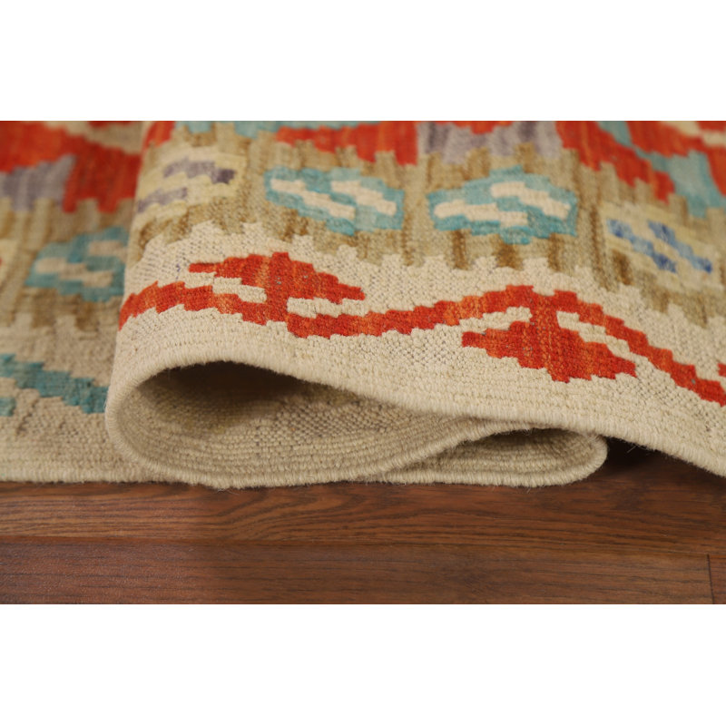 Geometric Kilim Reversible Runner Rug 3x10