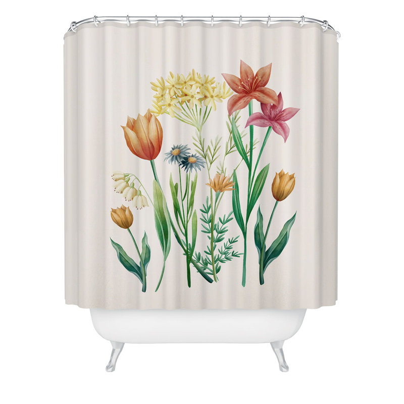 Rideau de douche Ninola Design, Beige / vert floral