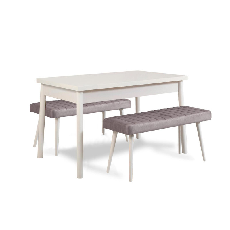 Ensemble de table et chaises de salle à manger, Blanc, Blanc; gris Soho