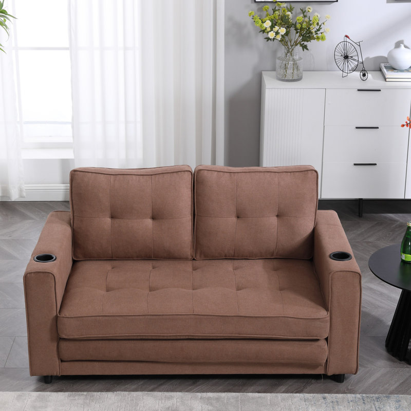 3-in-1 Convertible Sofa Bed, Brown