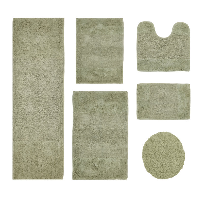 Makaylynn Premium 100% Cotton 6 Piece Bath Rug Sets with Non-Slip Backing, Machine Washable, Luxurious Solid Pattern Super Absorbent & Tufted Weave Bath Mat for Bathroom, Shower, and Tub