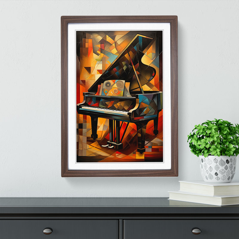 Piano Orphism - Single Picture Frame Print on Wood, Walnut, 64" H x 46" W x 2" D