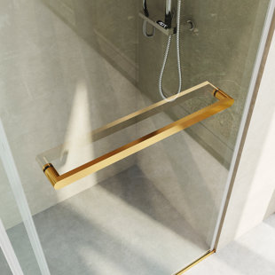 Poignée de porte de douche d'angle de 20 pouces, poignée de poignée ronde en acier inoxydable pour verre trempé de 1/4 po à 1/2 po d'épaisseur