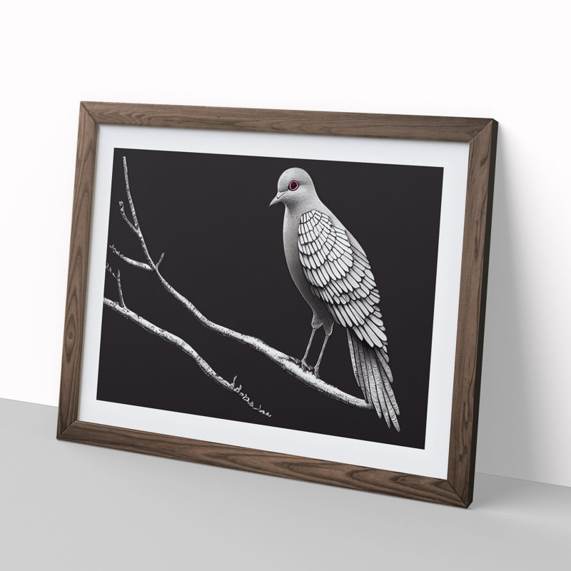 Alluring Dove Bird - Single Picture Frame Print, 46cm H x 64cm W x 2cm D, Walnut