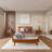 Caden Solid Wood Platform Bed with Adjustable Headboard, Mid-Century Modern-482096211-482096223