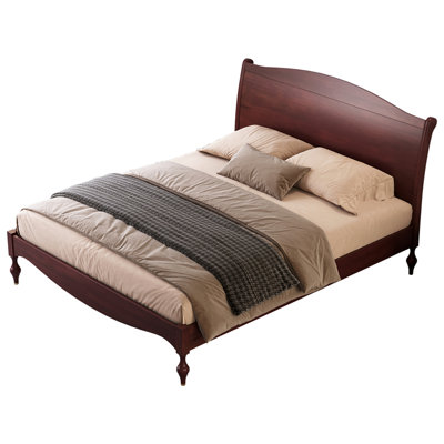 Wooden Queen Bed Frame with Headboard, Vintage Platform Bed, Traditional Arched Headboard and Footboard Design,Large Under Bed Storage,No Box Spring Needed, Easy Assembly, Dark Walnut