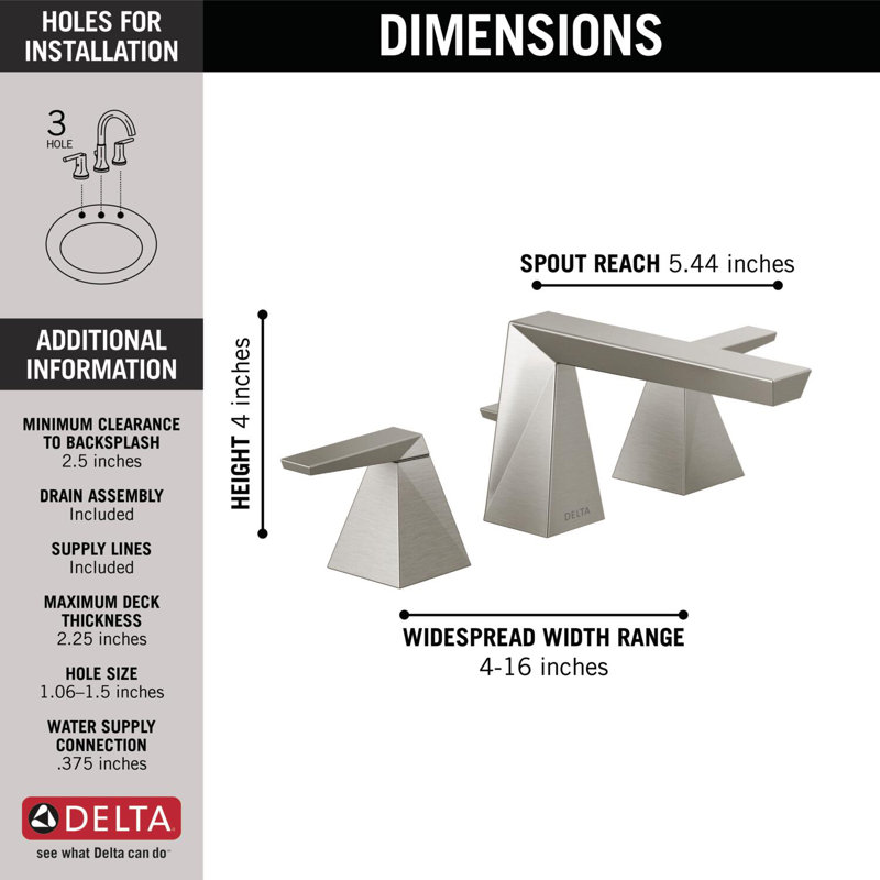 Two Handle Widespread Bathroom Faucet, Lumicoat Stainless