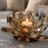 Decorative Candle Holder, Gold Amber Blooming Lotus Glass, 9 Inch