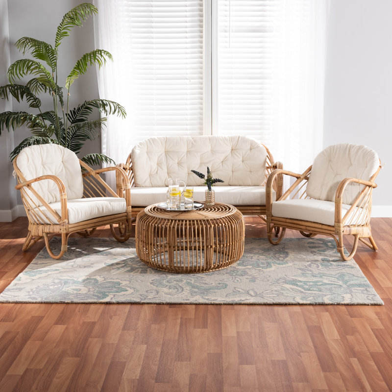 Capriles 4 Piece Rattan Living Room Set