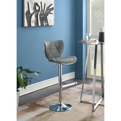Arnstein Swivel Upholstered Adjustable Height Counter Stool with Metal Frame