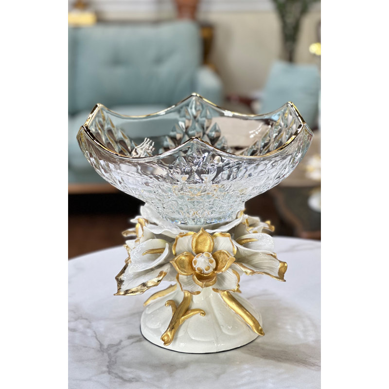 Scalloped Calla Lilly Bowl - 9 X 9 Inches