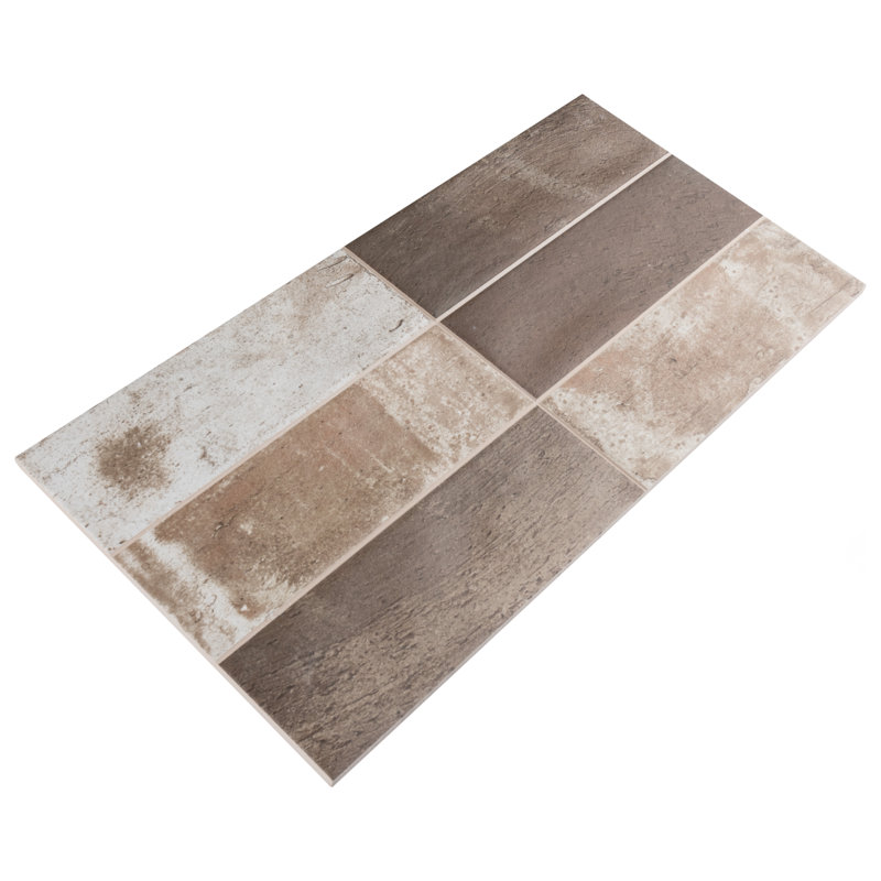 Kings Mud 8" x 16" Ceramic Vintage Subway Wall Tile, Brown