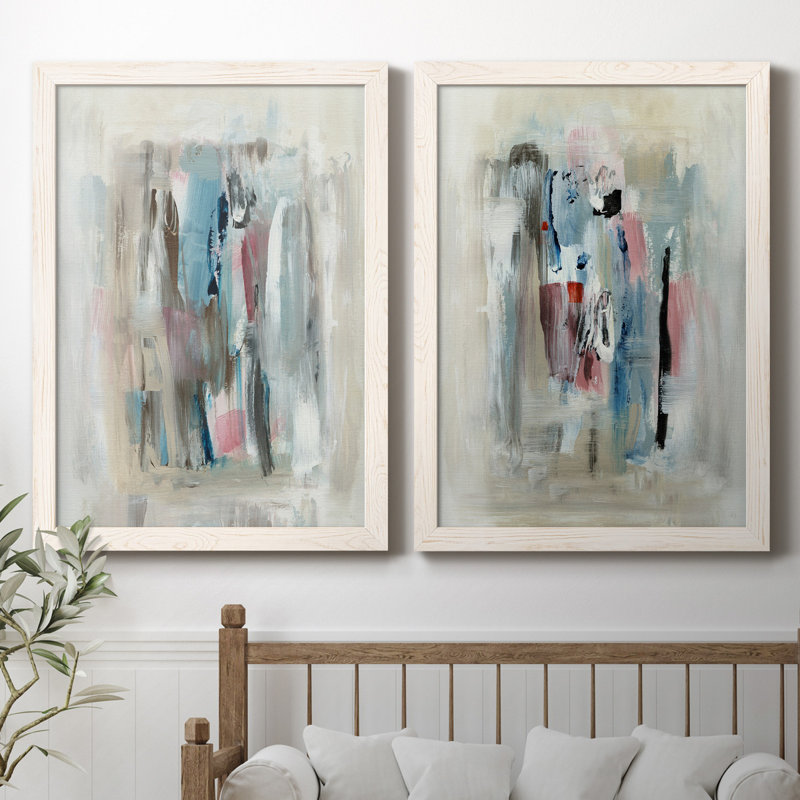 " Rain Shadow I " 2 - Pieces, 44" H x 31" W x 1" D, No Mat, White Framed Canvas