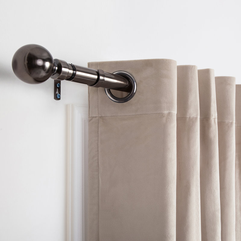 Heavy-Duty Adjustable Curtain Pole with Finials, 120-210cm, Black Nickel