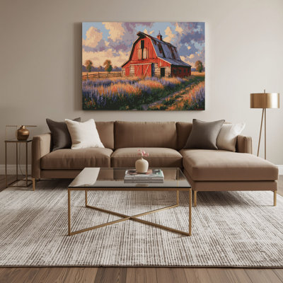 Ferme, grange rouge, toile, art mural
