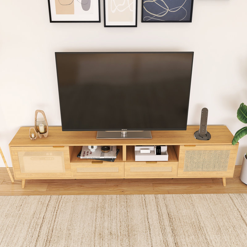 Solid Wood Legs Modern TV Stand Fits Tvs Up To 70 To 79 In., Wood