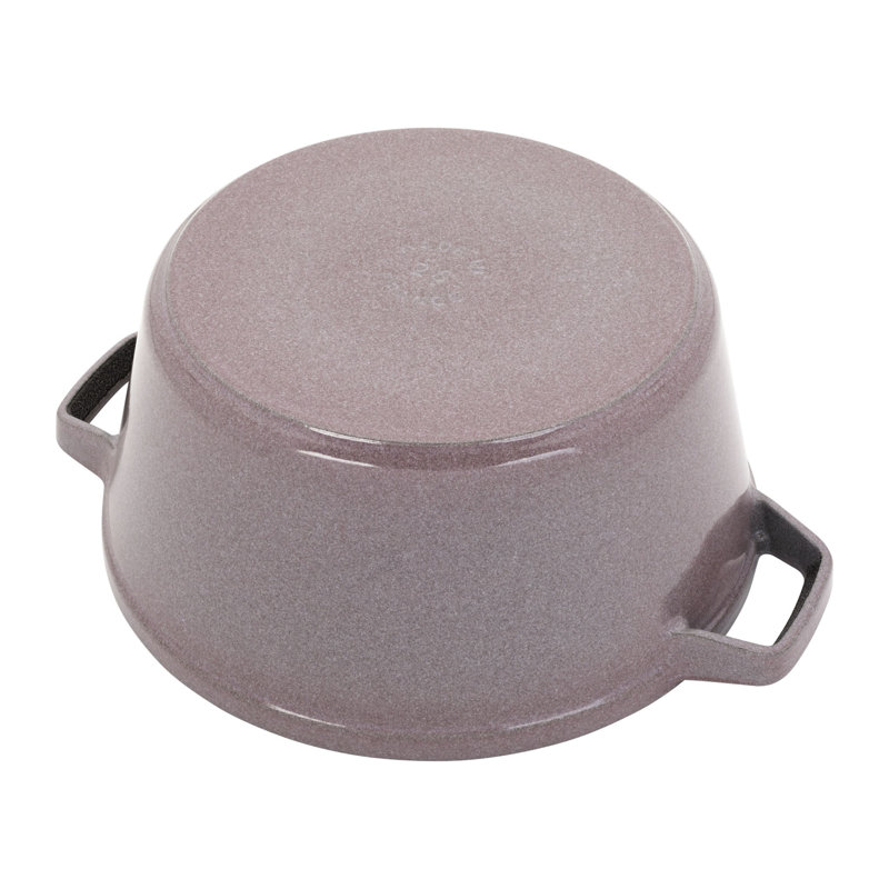 Staub Cast Iron Set 4 Piece, Stackable Space-Saving Cookware Set, Dutch Oven with Universal Lid, Made in France, Lilac