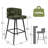 27.2" Upholstered Bar & Counter Stool with Back, 360° Swivel Faux Leather Stools, Olive Green-1283019565