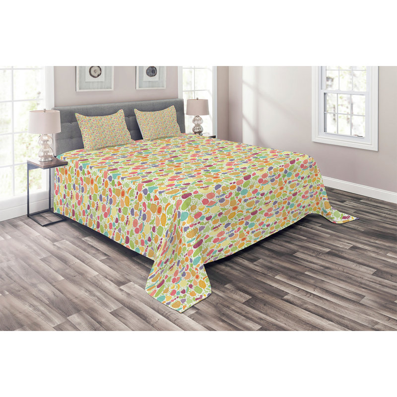 Vegetables Polyester Coverlet, King Bedspread + 2 Shams
