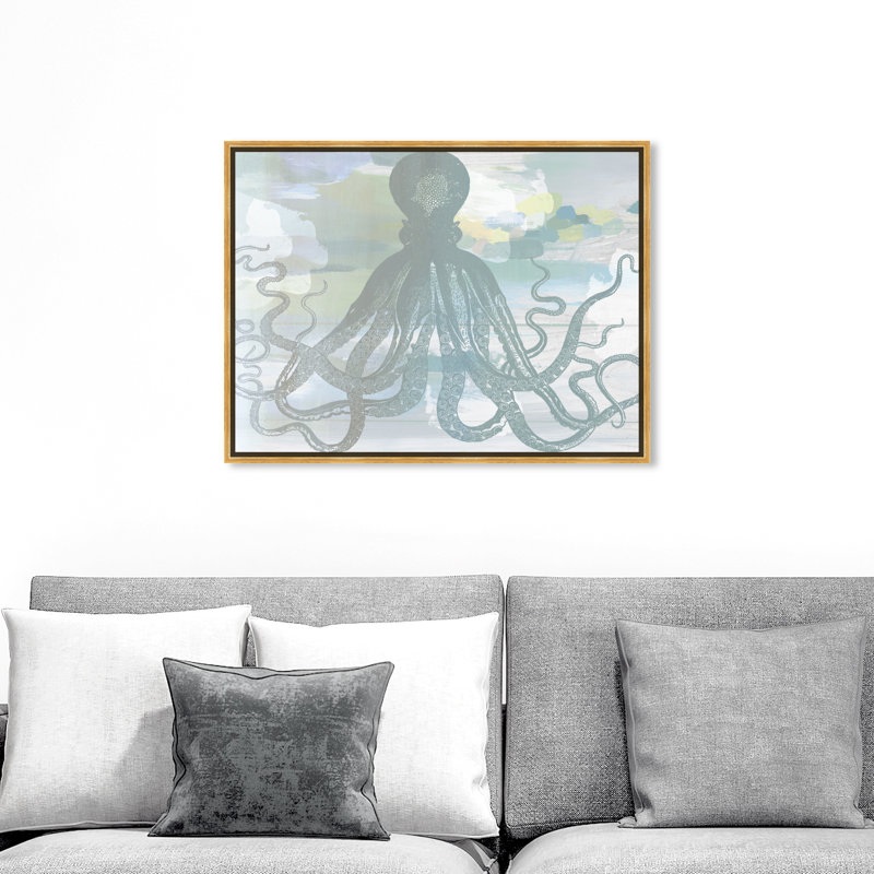 Reproduction d’art graphique, « Coastal Sea Breeze », Encadrement doré, H 18 po x l 24 po x P 1,5 po