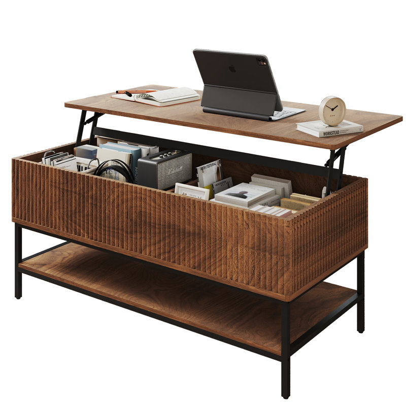 Lift Top Coffee Table with Storage – & Sturdy Metal Frame – Multifunctional Living Room Center Table