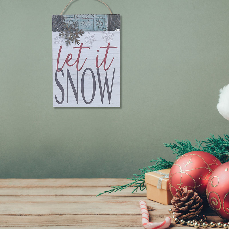 Porte-affiche mural en bois Let It Snow