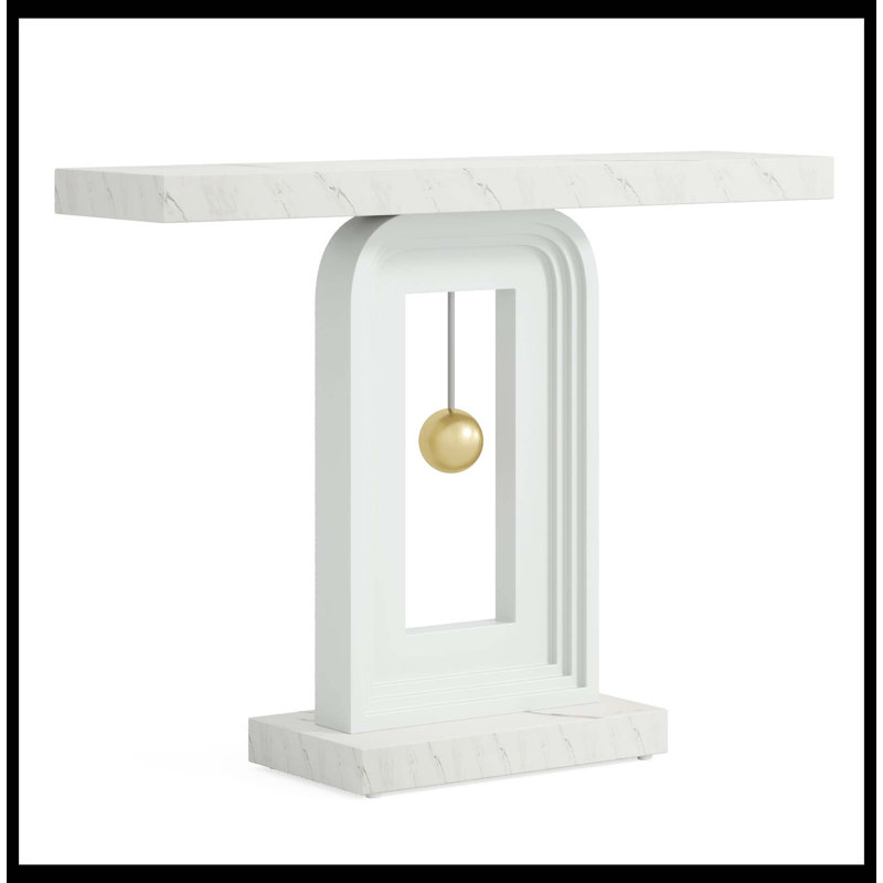 39.4" Console Table, Modern Sofa Entryway Table With Gold Decor